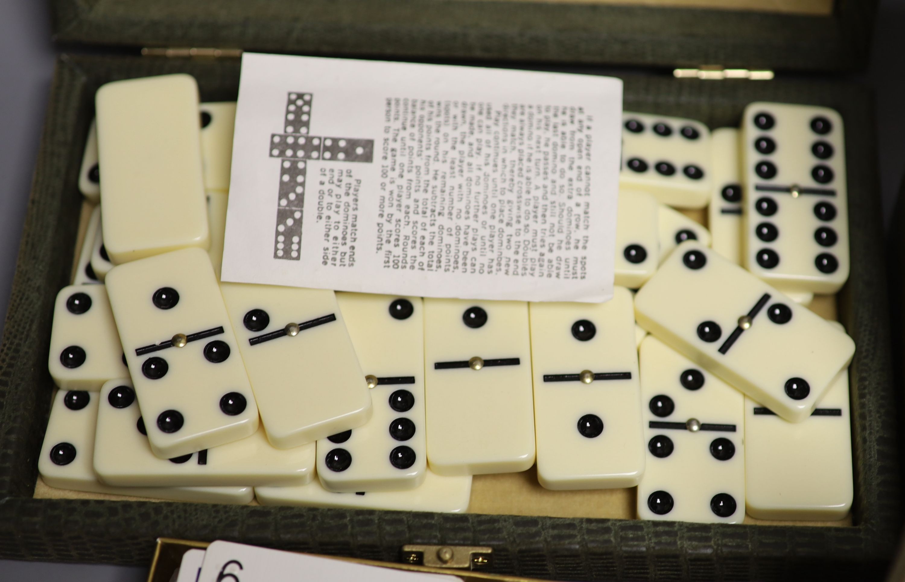 Various card games, Dominoes, etc.